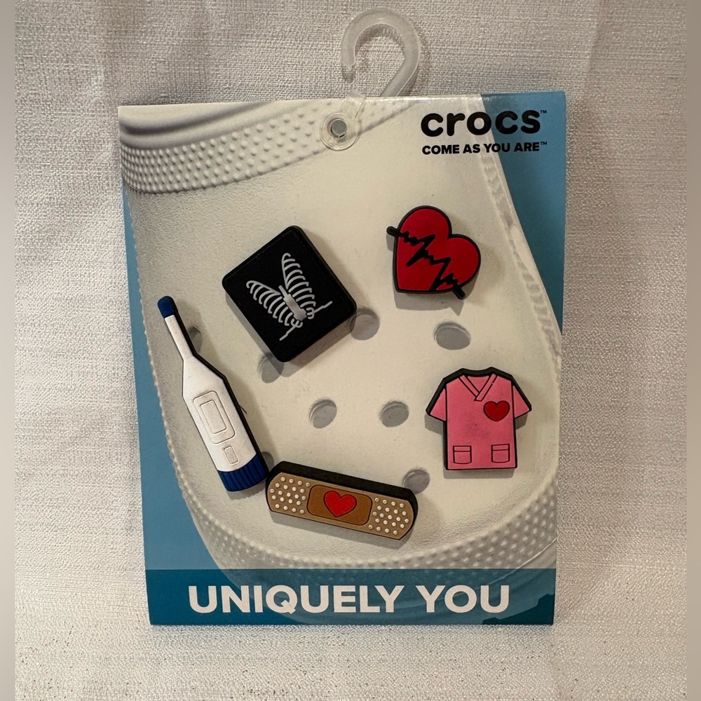 CROCS Medical-Themed Shoe Charms Set - Red, Pink, Blue, Black